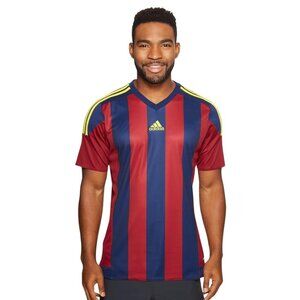 Adidas Striped Soccer Climacool Jersey Burgundy Navy Yellow Mens Sz 2XL